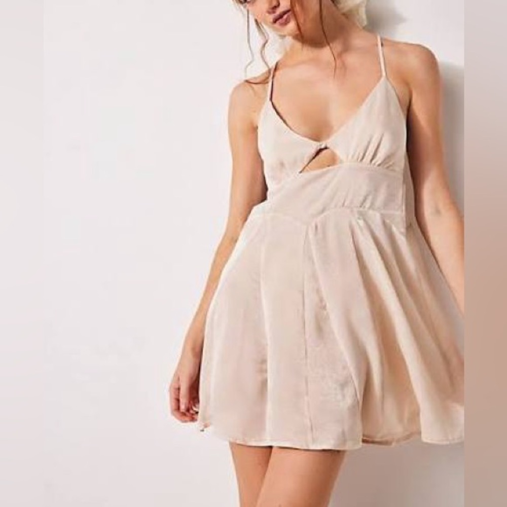 Free People Intimately Good Catch Silky Satin Cut Out Strappy Mini Slip Dress